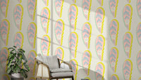 Light-toned paisley mural for calm interiors

