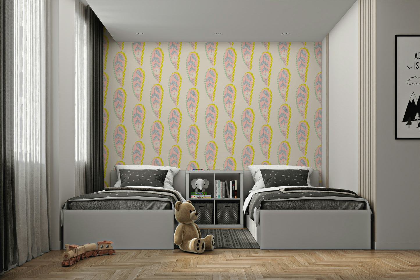 Delicate paisley design in pastel colors

