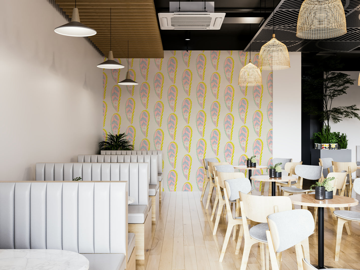 Subtle paisley print for modern wall design

