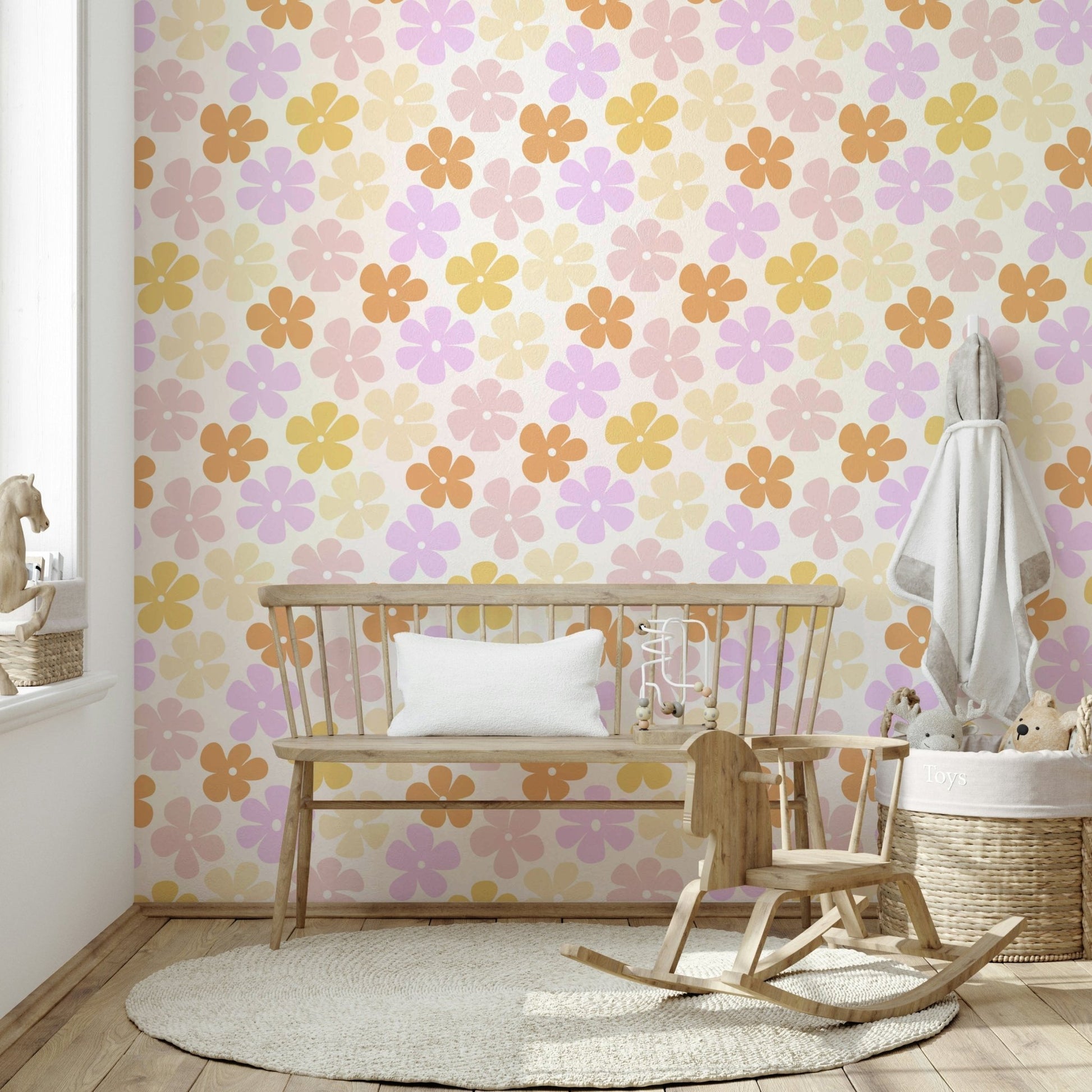 Gentle pastel floral wallpaper for serene spaces

