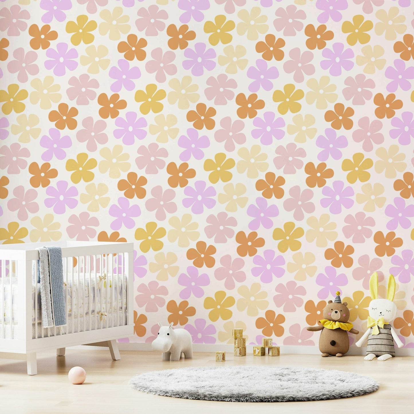 Light and airy floral wallpaper with soft blooms

