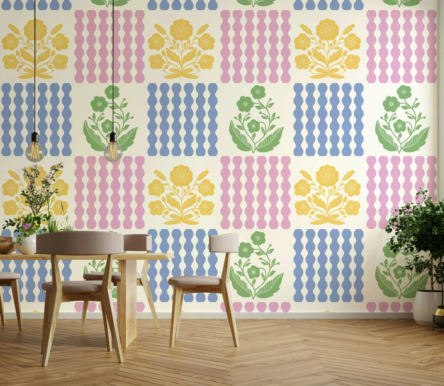 Pastel Pop Florals Wallpaper⁠