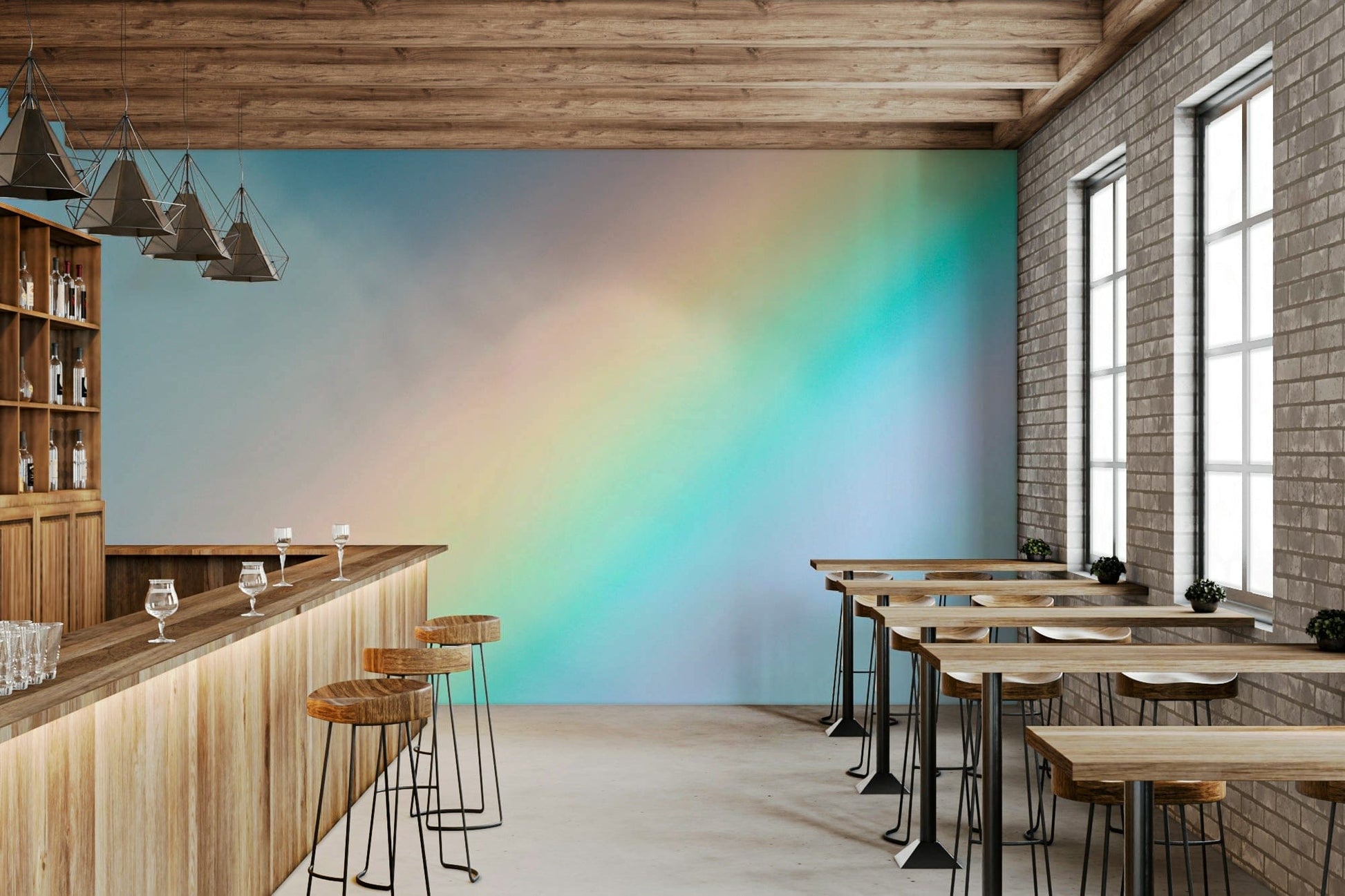 A calming vibrant pattern wallpaper mural that defines a space.

