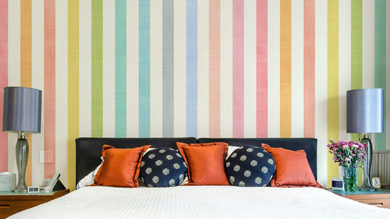 Vertical pastel rainbow stripes wallpaper