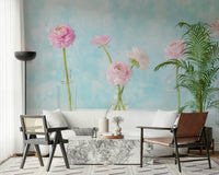 Pastel Ranunculus Glass Decor Wall Mural