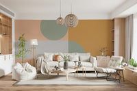 Contemporary wallpaper for walls, warm colors and clean minimalist forms.