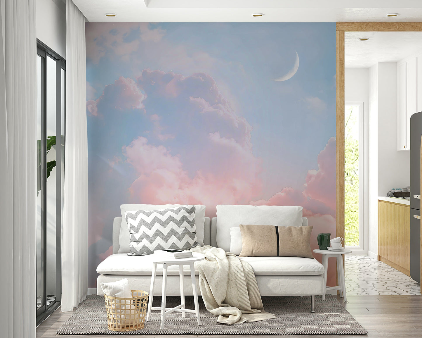 Serene sky scene with a crescent moon

