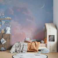 Wall mural with whimsical shapes and colors

