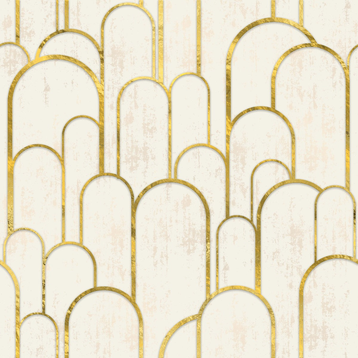 Gold and White Art Deco Wallpaper