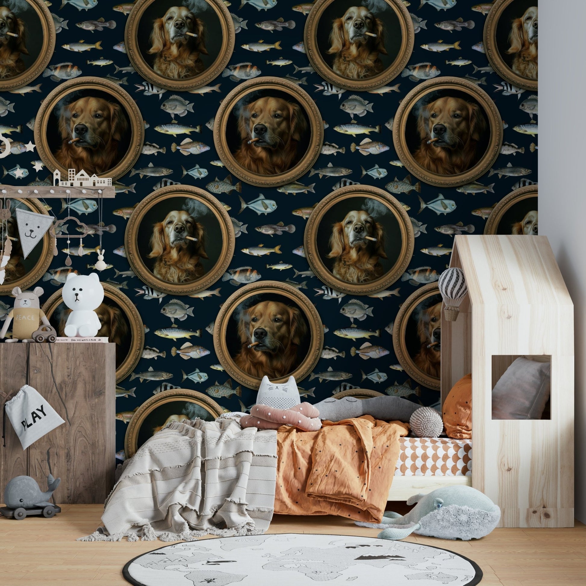 Paws & Fins wallpaper for a creative space.

