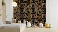 Pawtraits gallery mural for a fun living room.

