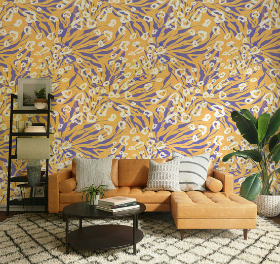 A beautiful abstract animal print wallpaper mural for a modern home.

