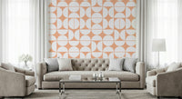 A calming abstract design wallpaper mural that defines a space.
