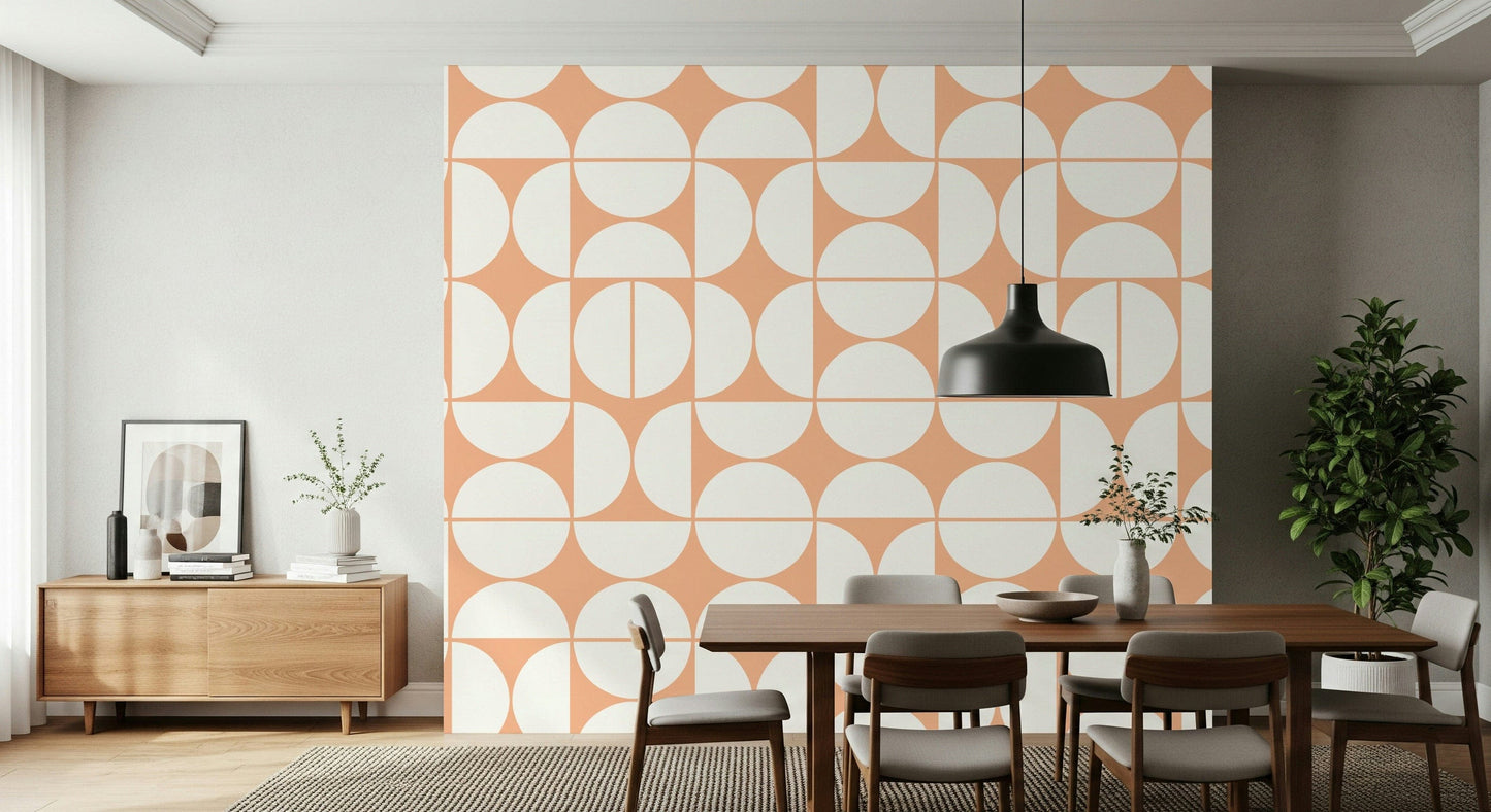 An artistic minimalist form mural for home decor.