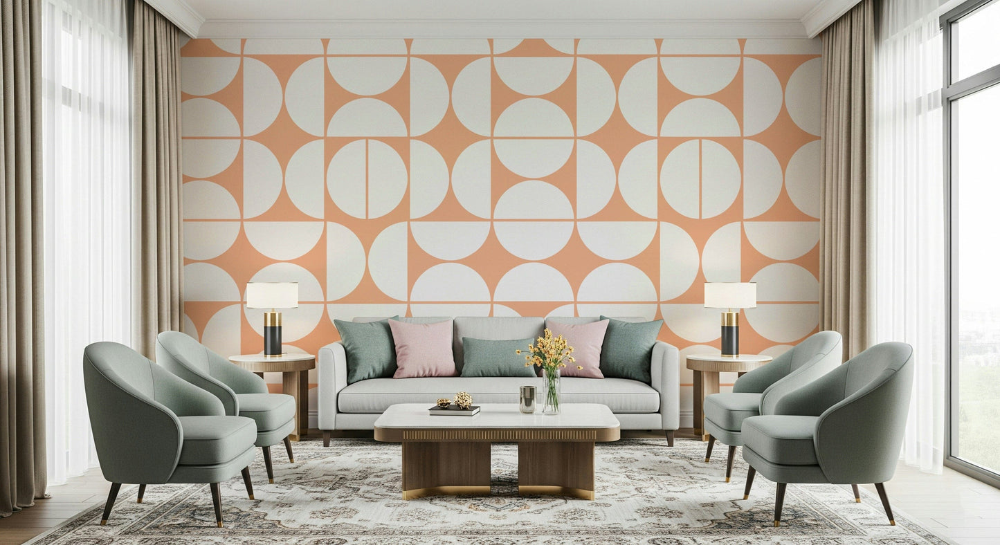 A contemplative fluid design wallpaper mural for a feature wall.