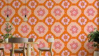 A wallpaper design with a floral burst pattern.

