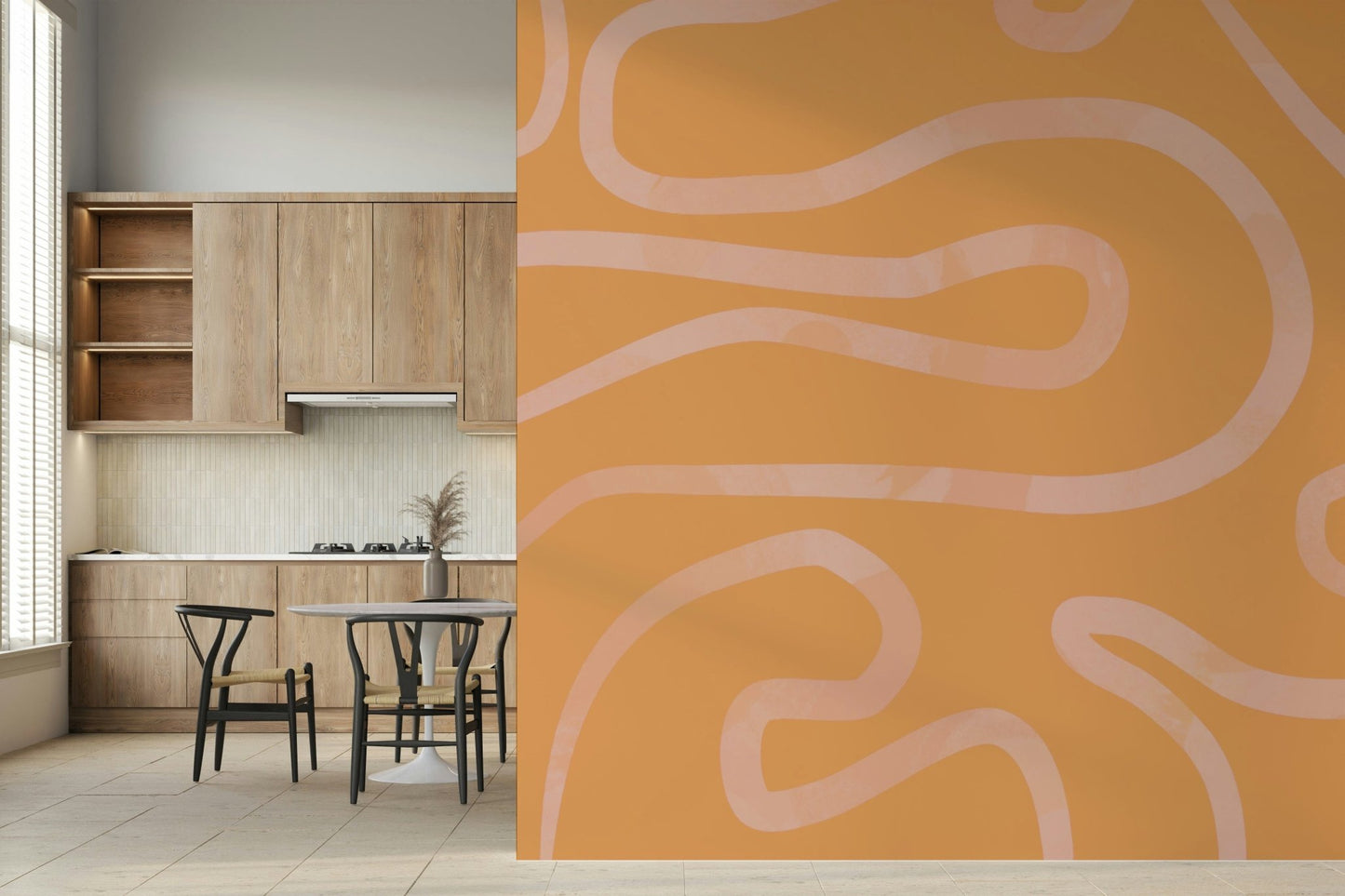 Peach Drift wallpaper artistic fluid line graphic texture.