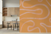 Peach Drift wallpaper artistic fluid line graphic texture.