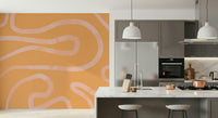Abstract peel and stick wallpaper smooth meandering wave pattern.