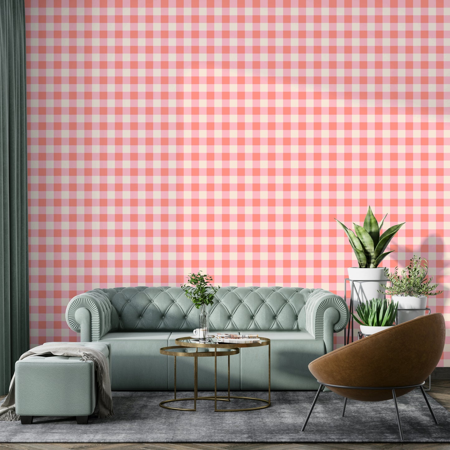 Peach Fuzz Checkered Theme Wallpaper⁠