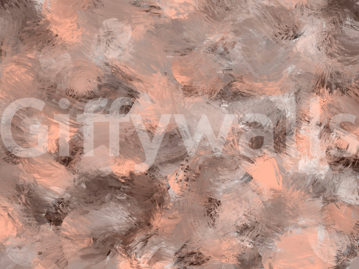 Subtle Canvas wallpaper close-up showing the pattern detail of peach and grey painterly brushstrokes