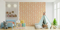 Soft peach abstract florals wallpaper for living rooms


