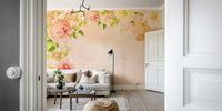 Peachy Keen Roses wall mural

