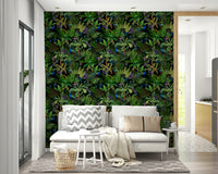 Peacock Midnight Paradise mural bringing exotic elegance to your space.

