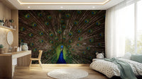 Artistic mural of a proud peacock for stylish and luxurious interiors.