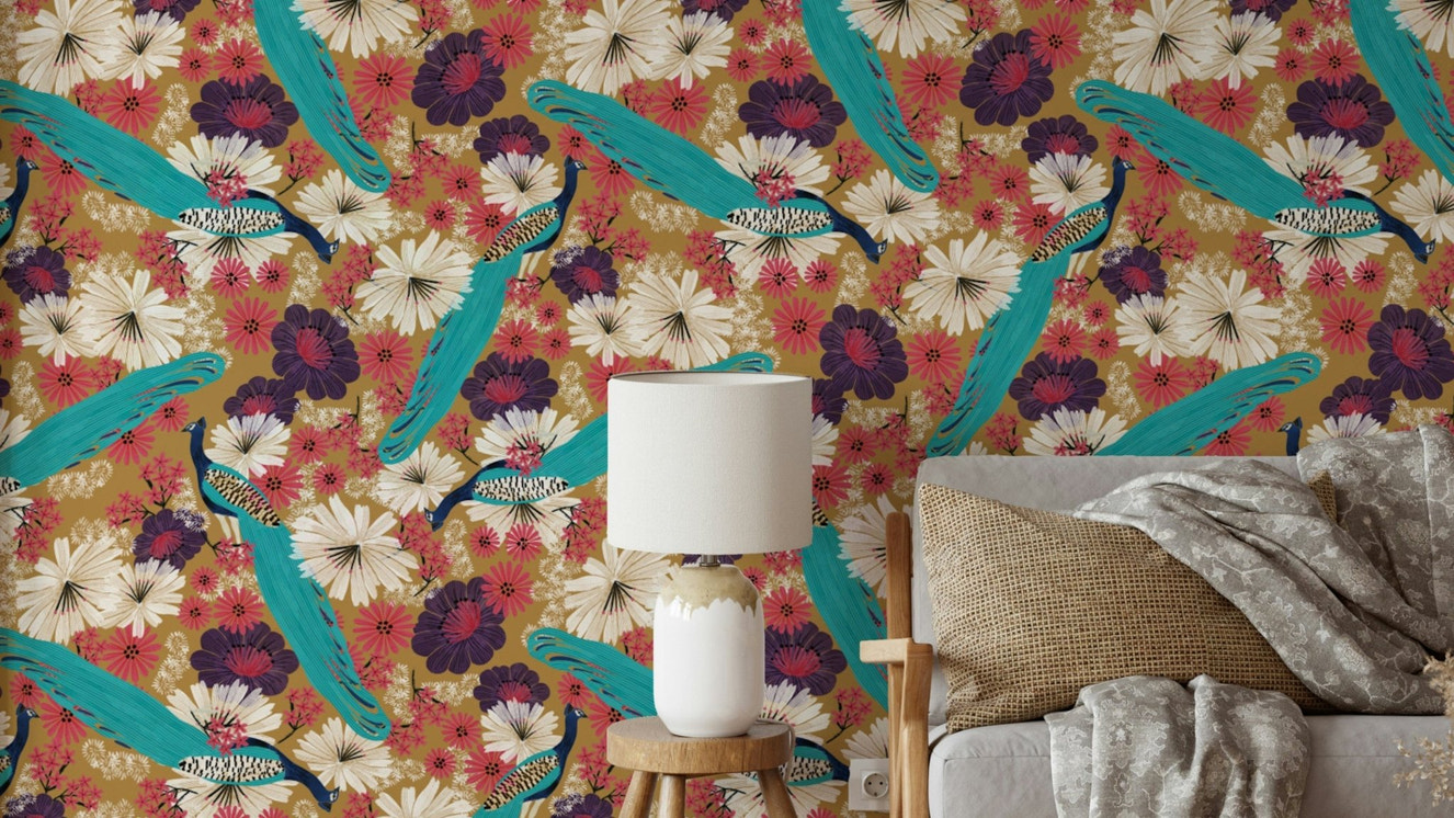 Sophisticated peacock wallpaper for walls

