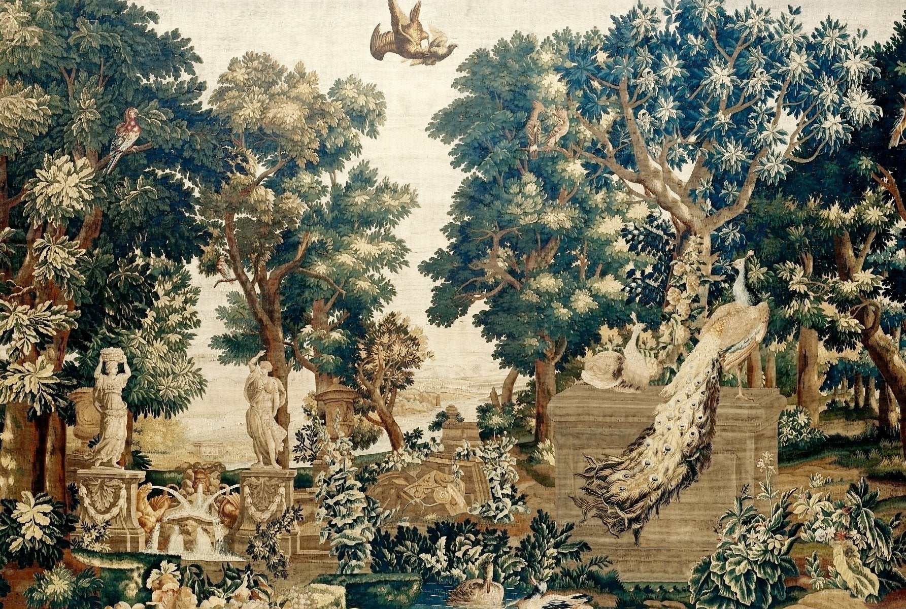 Peacock Park Vintage Monuments Wallpaper in your room — zoomed