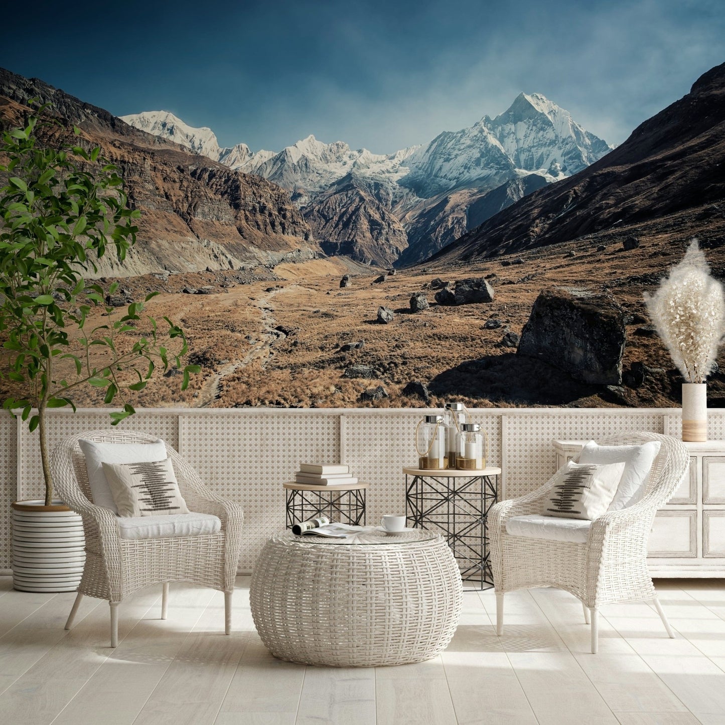 Annapurna Sanctuary Peaks of Tranquility wallpaper design rugged natural