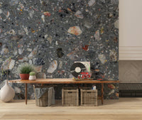 Geological Natural Look Tile mural red orange stone accents.