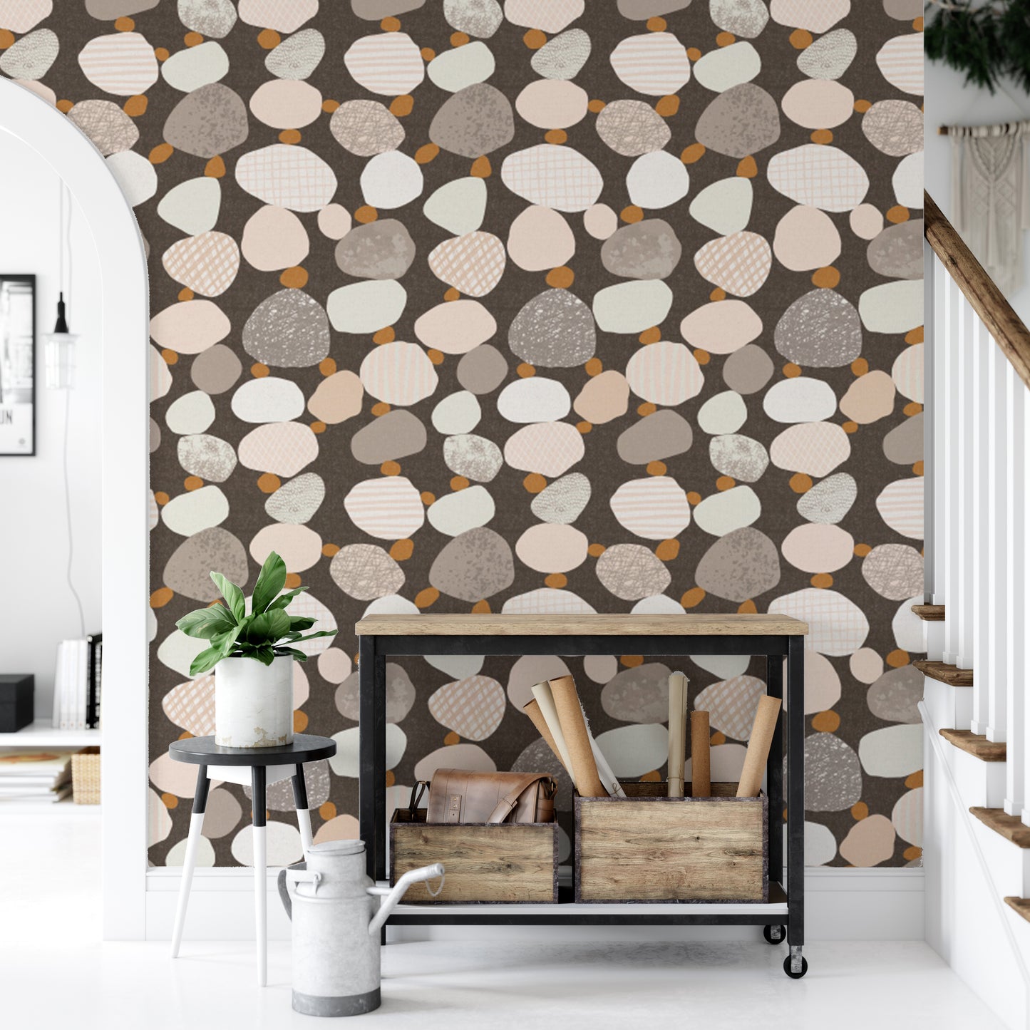 Removable wallpaper with pebbled chic design