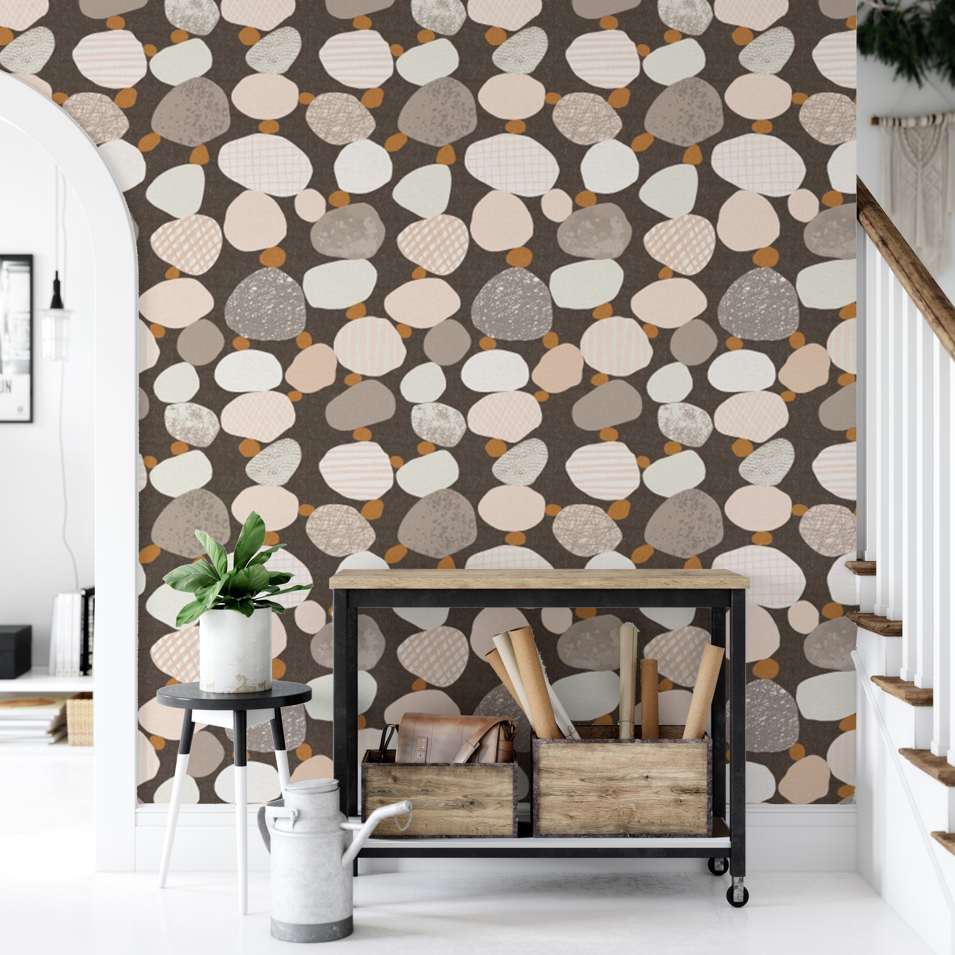 Removable wallpaper with pebbled chic design