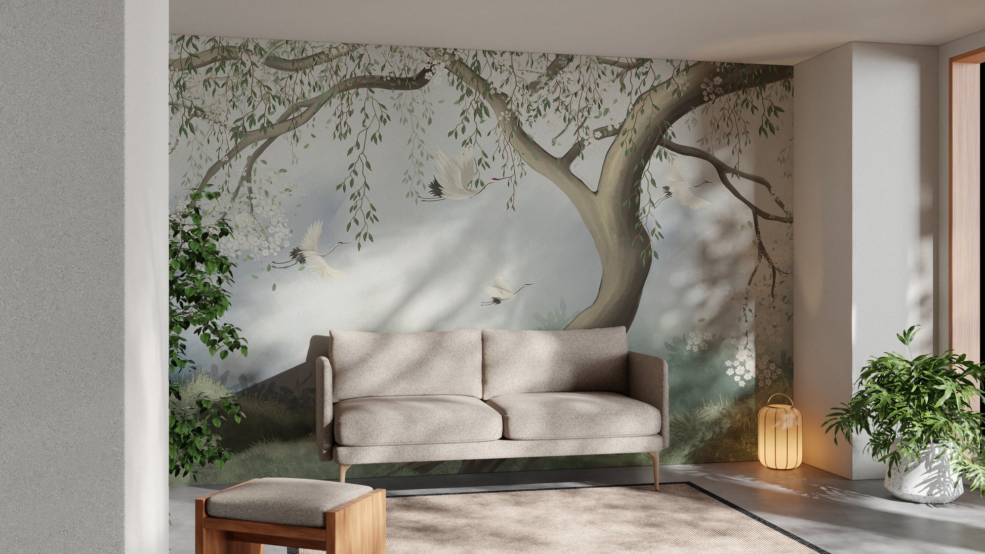 Peel & stick forest wallpaper with misty charm
