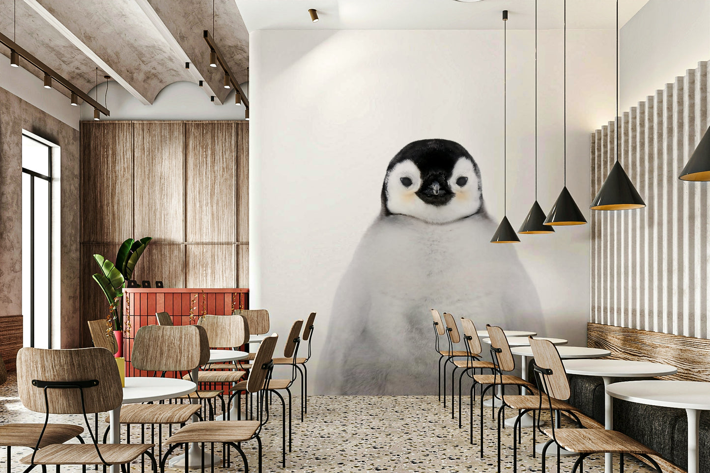 Winter-themed penguin wall mural for bedrooms

