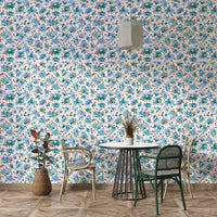 Close-up of peonies on serene sky blue wallpaper

