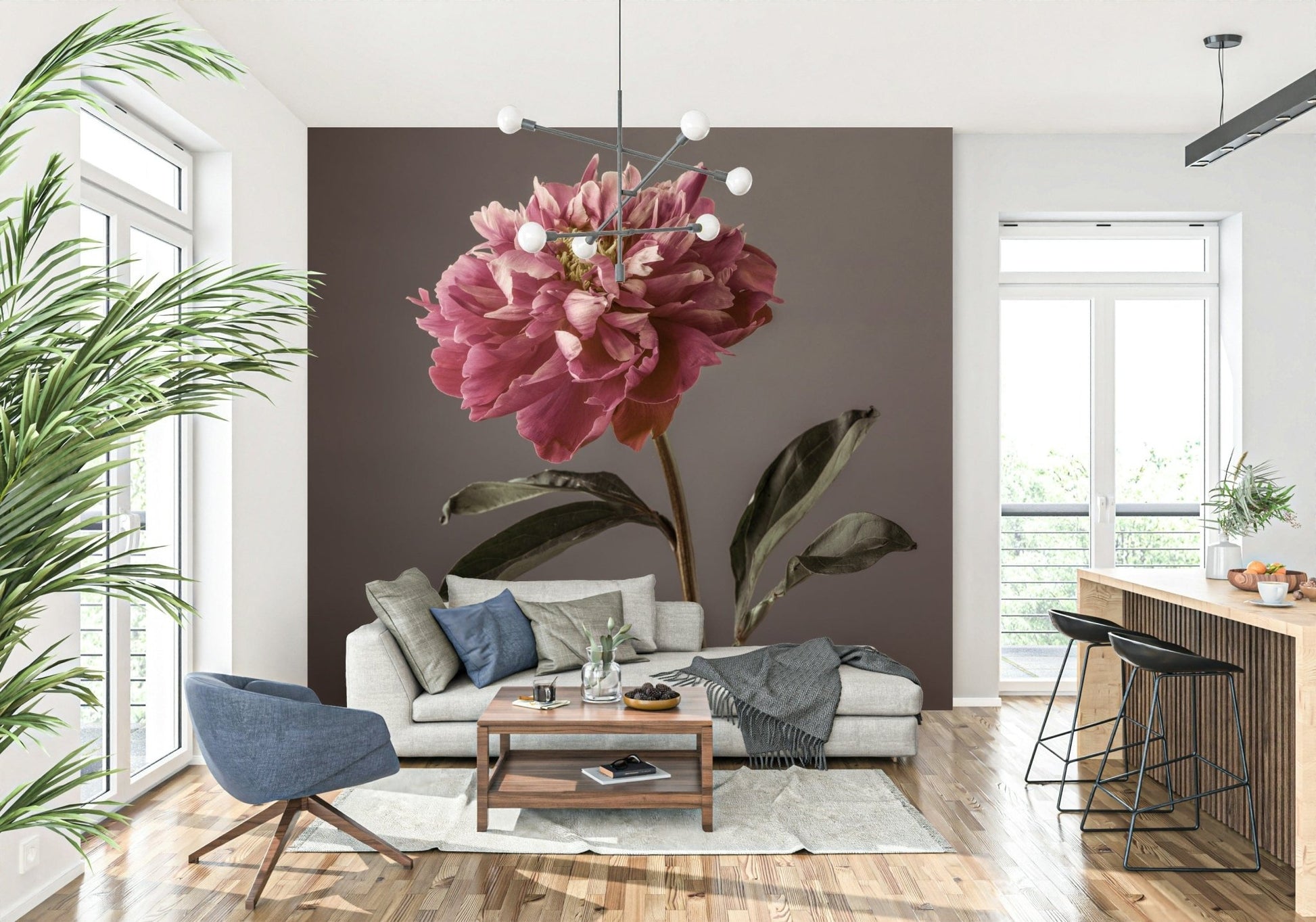Peony Blush textured vintage style maximalist wall art.