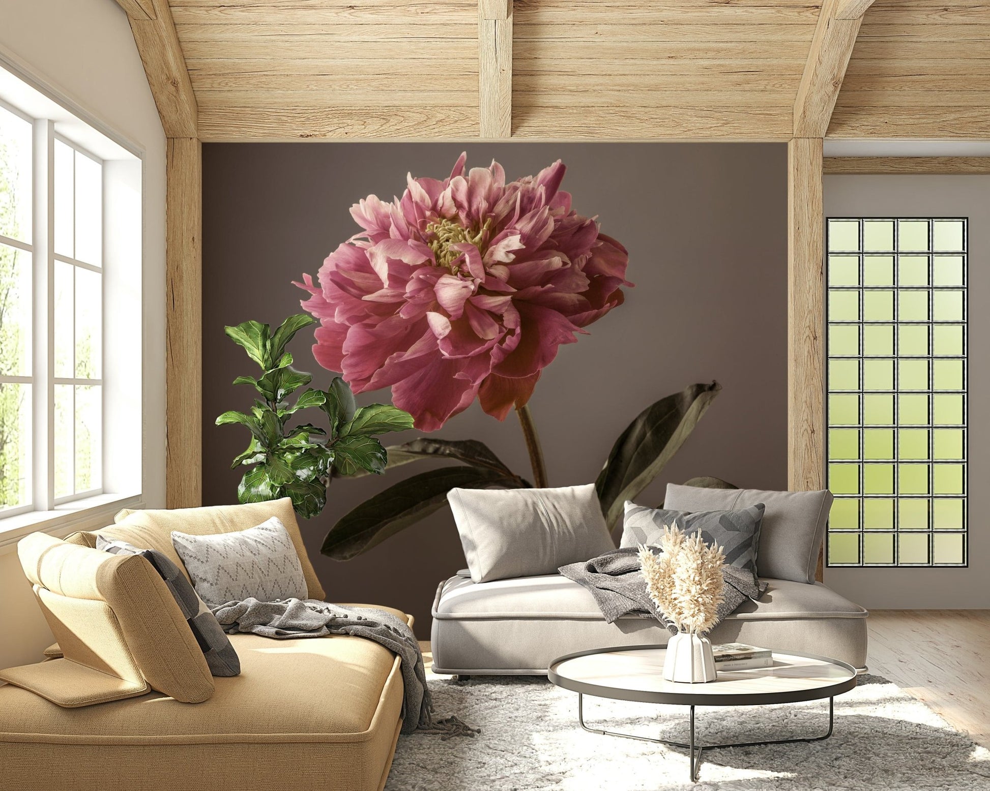 Peony Blush classic single stem dramatic effect wallpaper.