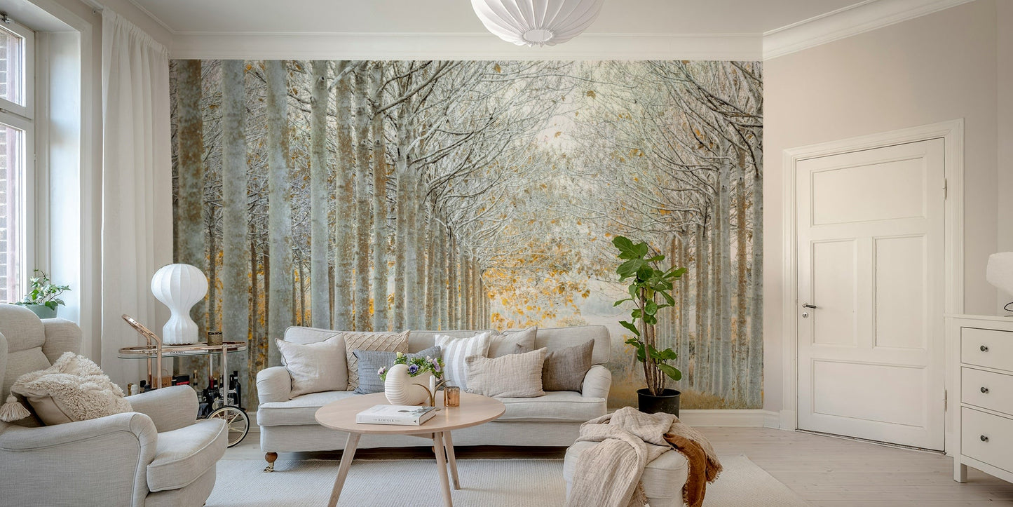 Symmetrical forest wall mural


