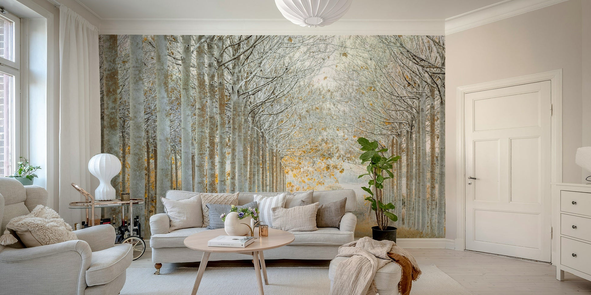 Symmetrical forest wall mural

