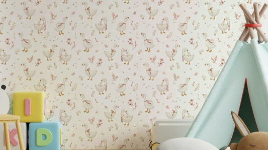 Petal geese wallpaper with soft floral tones

