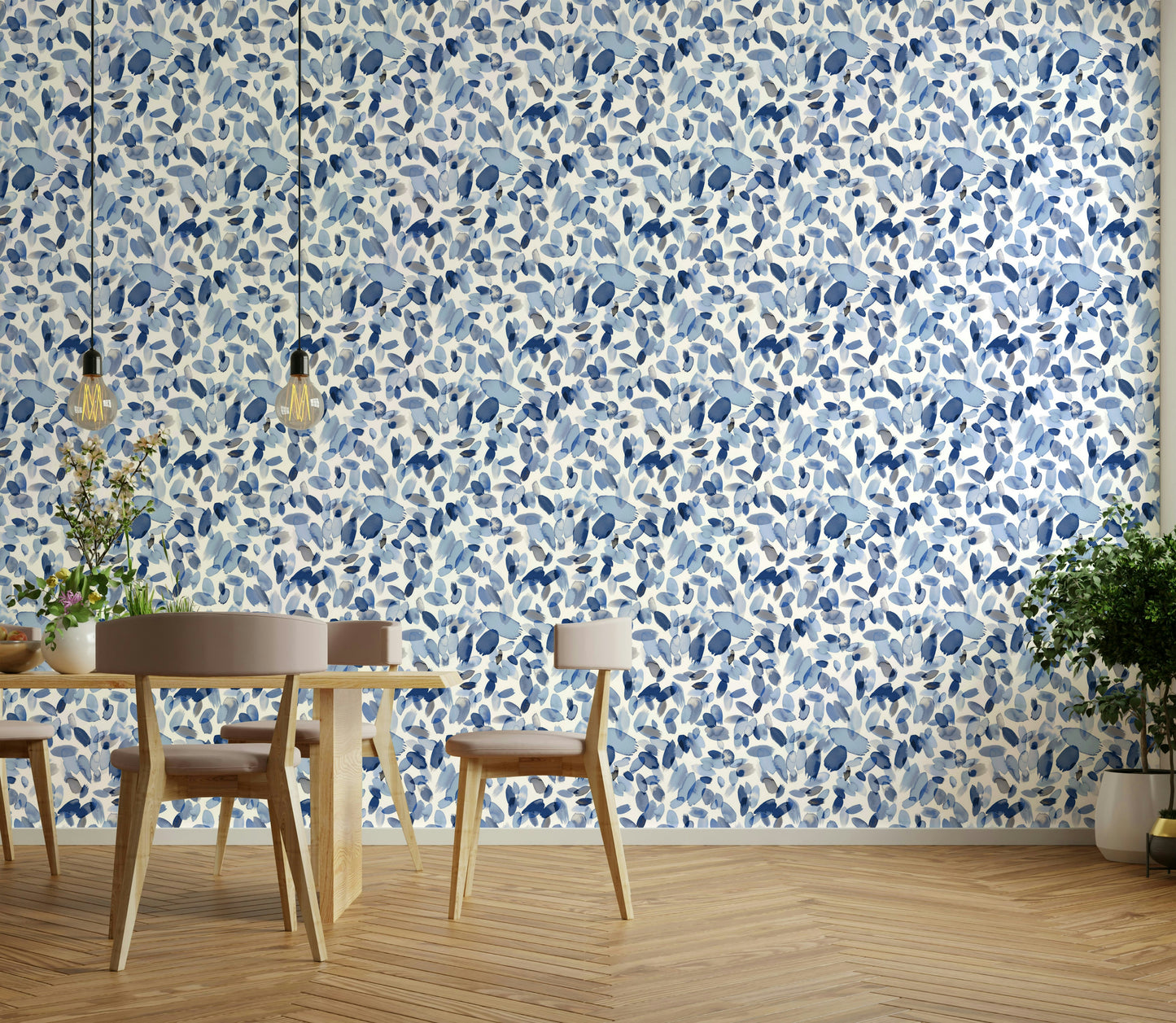 Abstract floral watercolor wallpaper with petal stains


