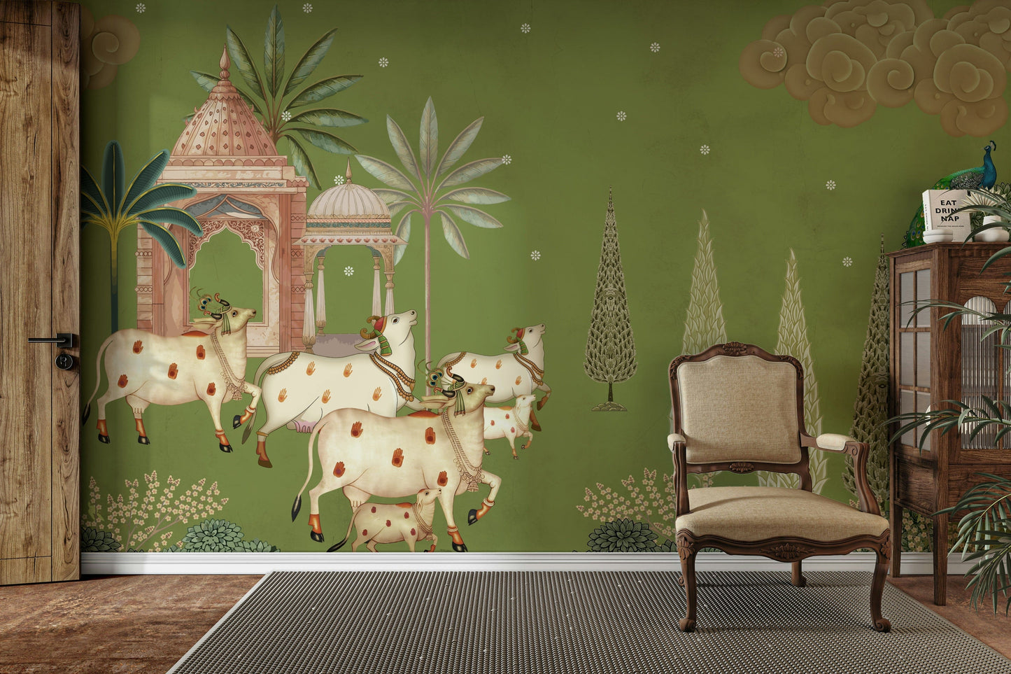 Pichwai Darshan Wall Mural design