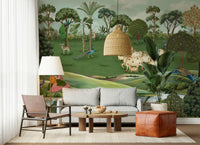 Pichwai Pastures wall mural for dining area with cultural Indian art detailing