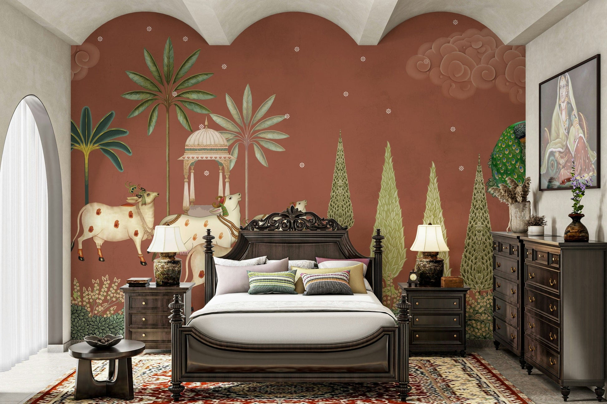 Pichwai Vanam Wall Mural elegant design



