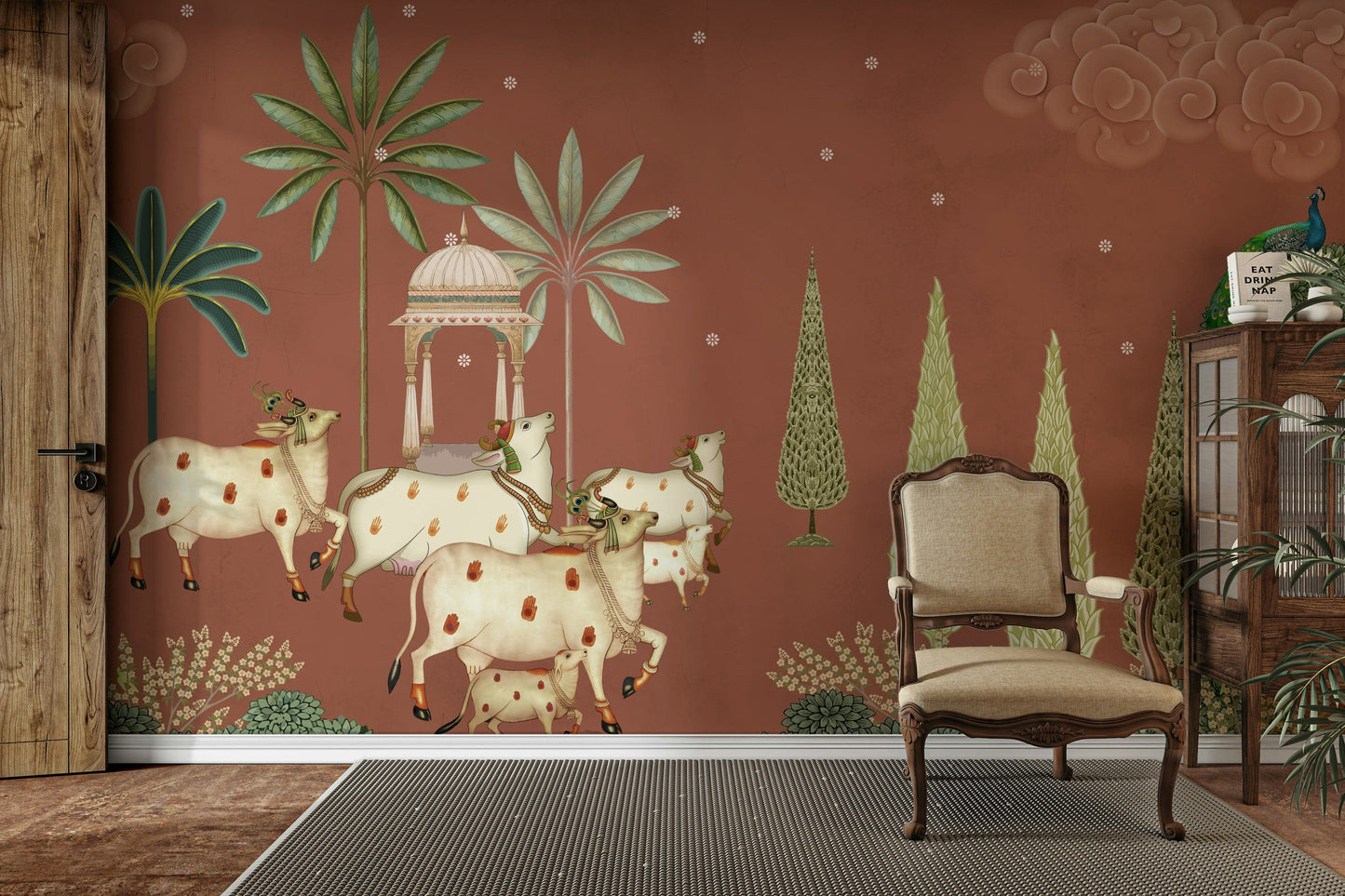 Pichwai Vanam Wall Mural for living room
