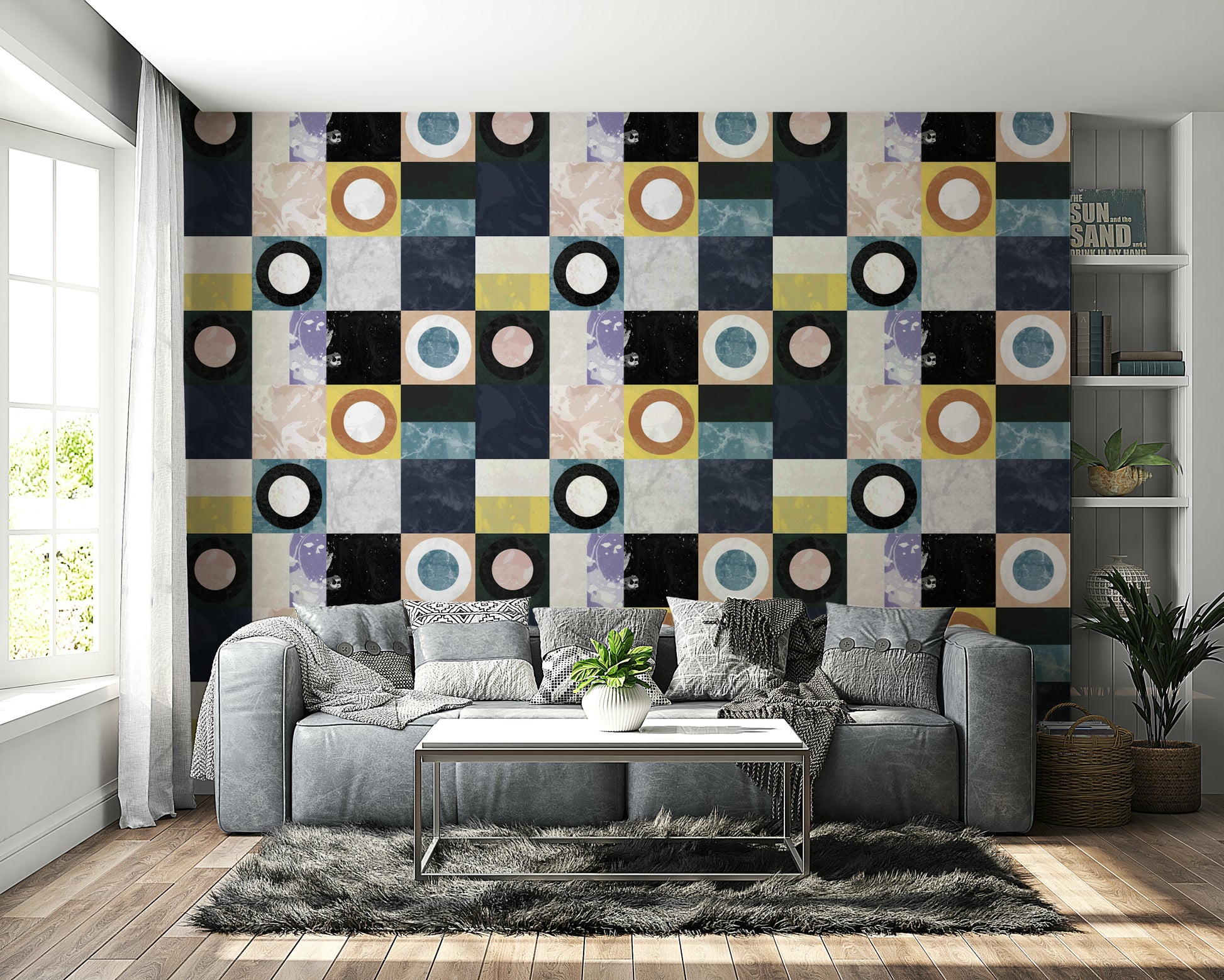 Concrete-style Pietra3 wallpaper in neutral tones

