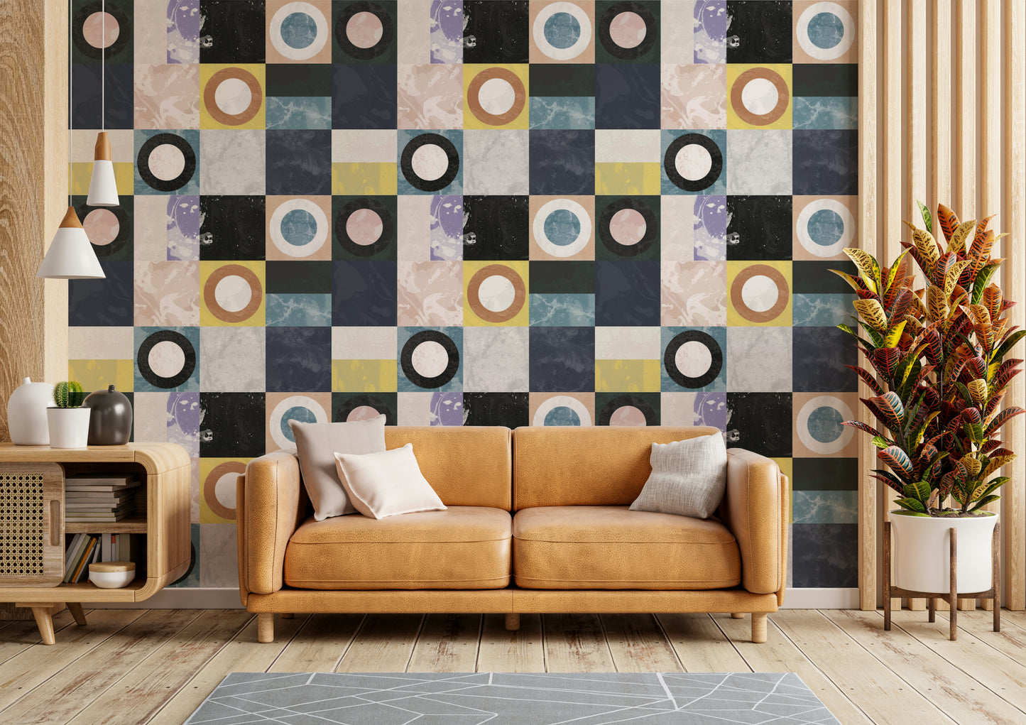 Rustic room styled with Pietra3 Wallpaper

